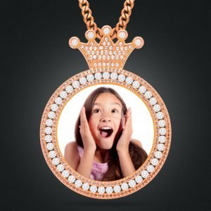 custom photo upload design crystal inlaid iced out daughter memory pendant nameplate necklace