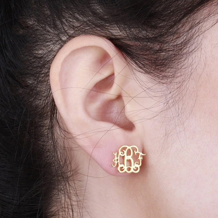 Gold Earring Custom Monogram Letter Earring For Women Beautiful Personalized Jewelry
