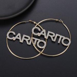 personalized bling name custom hoop earrings