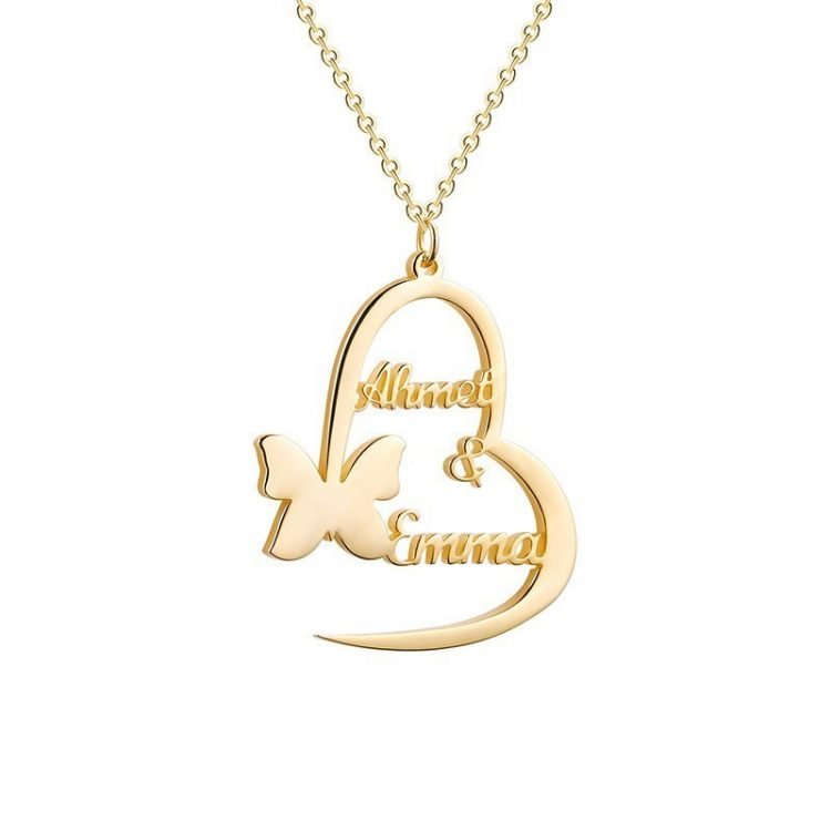 Gold Silver Rose Gold Custom Couple Name Pendant Necklace For Women