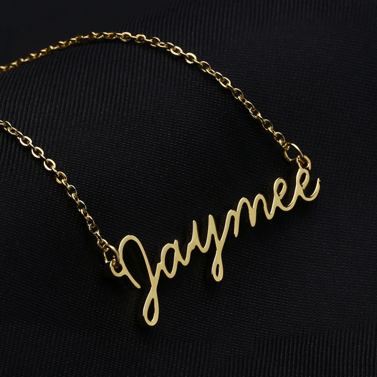 Gold, Silver Rose Gold Custom Name Necklace Cursive Font Name Hand-Written Name Font Gold Necklace