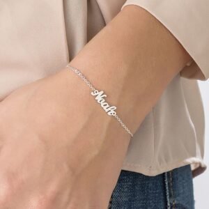 My Name Custom Simple Chain Bracelet Cursive Font Name Jewelry My Loving Shine Name Jewelry