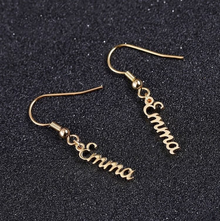 Personalized Drop Name Earrings For Women Custom Spiral Name Earring Design For You
