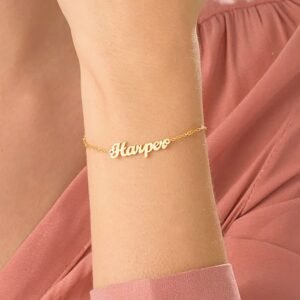 Simple Custom Chain Name Bracelet My Name Jewelry Love Name Bracelet Shine Gold Silver Bracelet