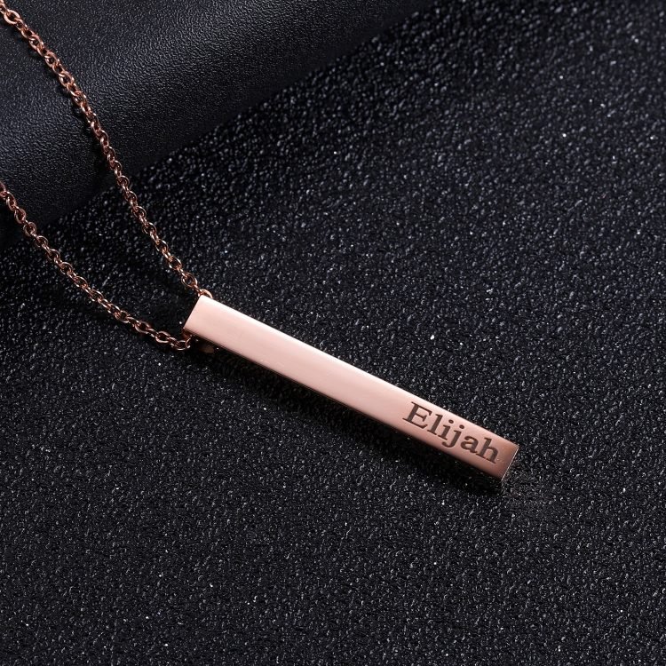 engraved family bar necklace for women