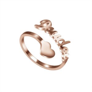 Personalized Name Ring For Women With Custom Name With Bottom Heart