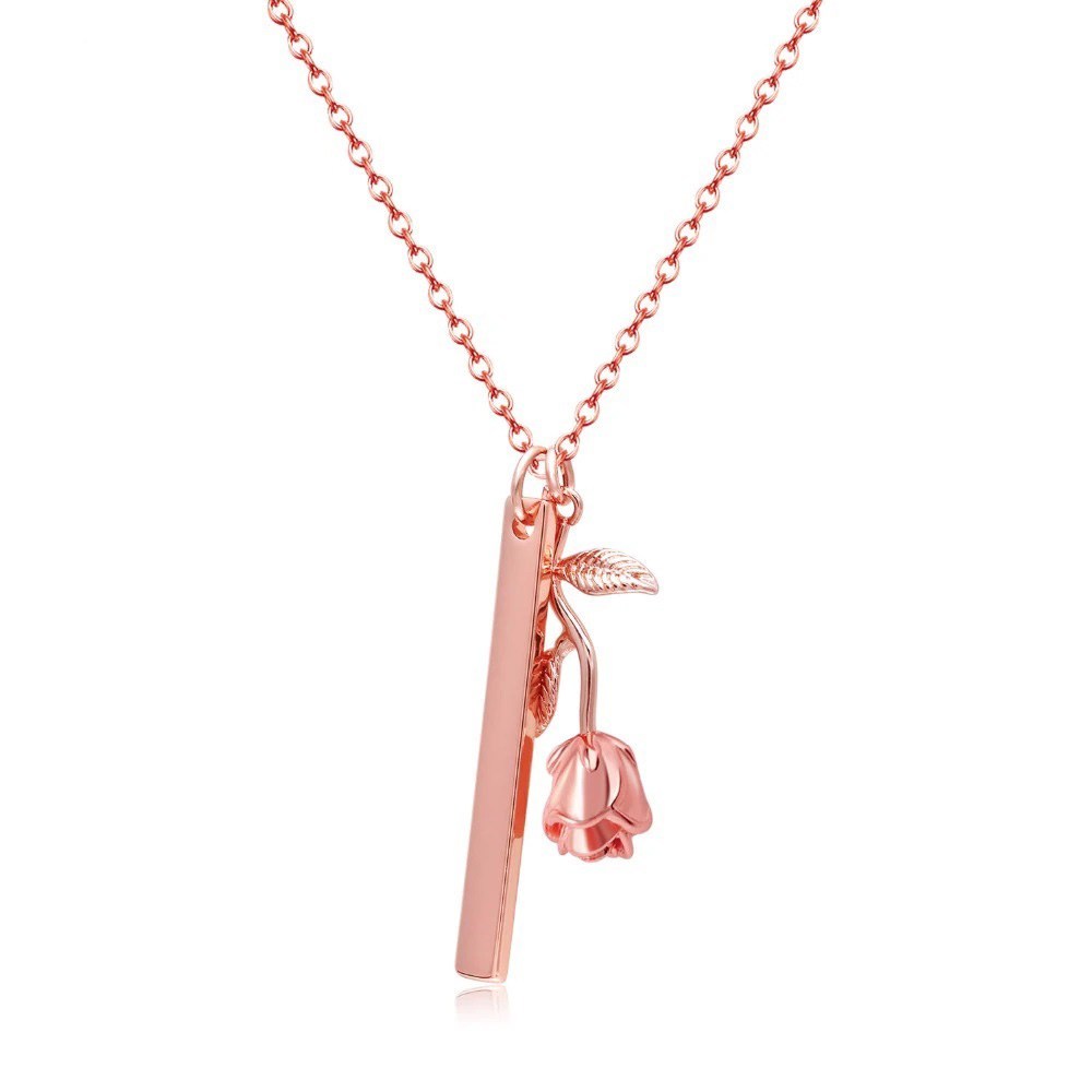 Personalized Engraved Rose Necklace 