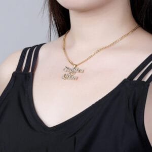 couple crystal iced out name necklace