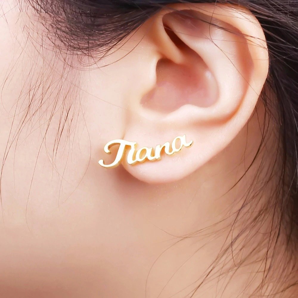 Customized Stud Name Earrings - Image 2