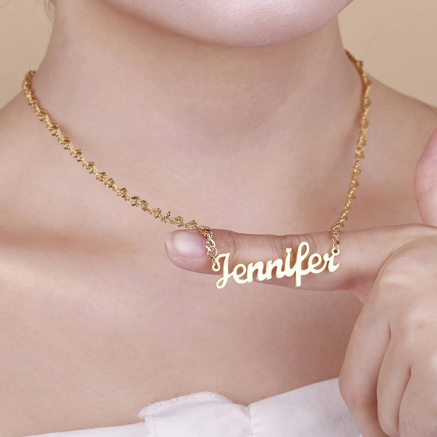 Wave Chain Name Necklace - Image 4