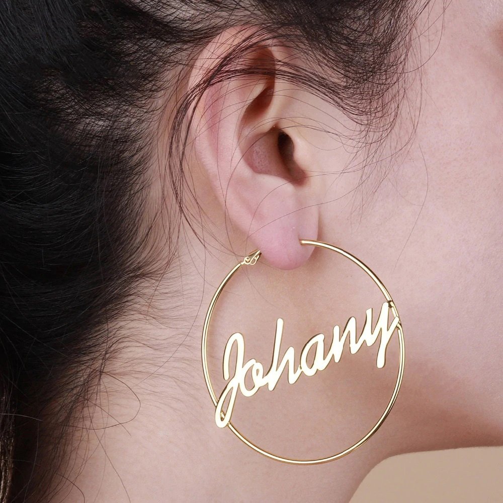 Personalized Hoop Name Earrings - Image 4