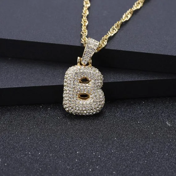Personalized Bubble Letter Crystal Necklace