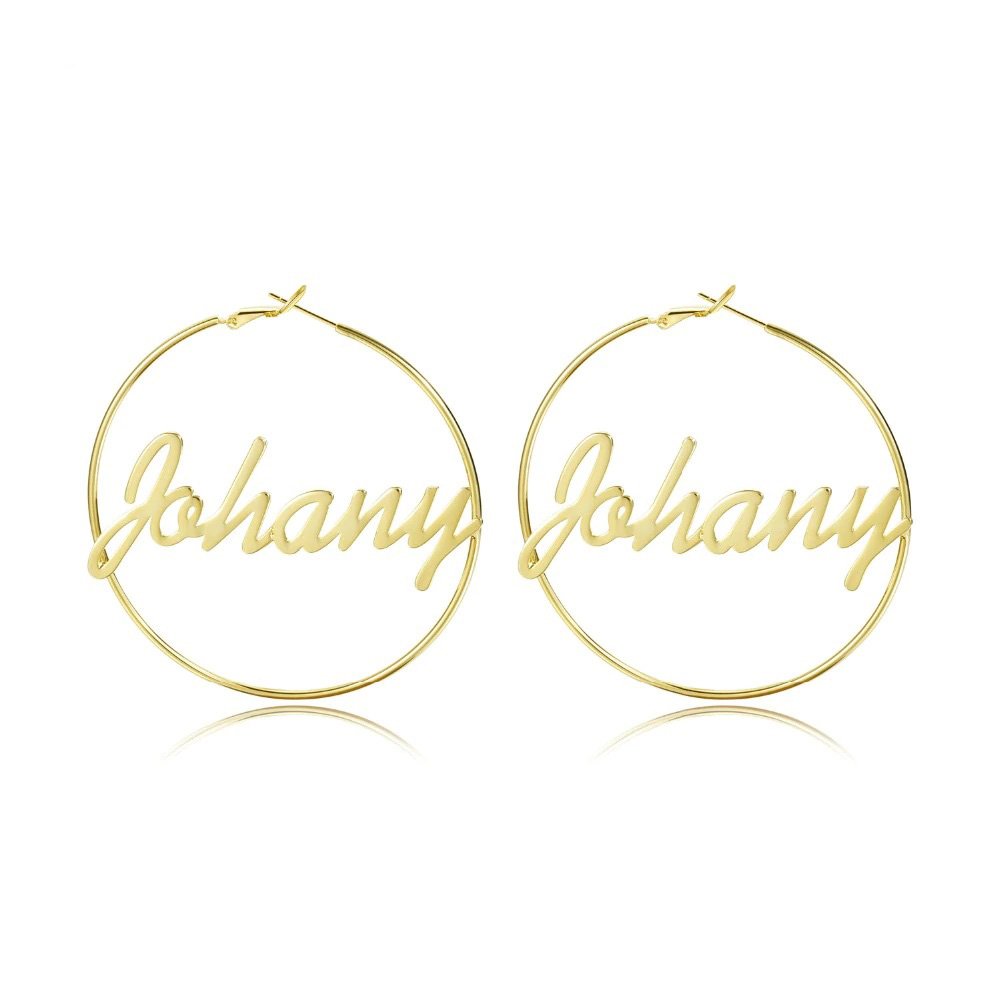 personalized hoop earrings for women daughter 50mm 60mm 70mm