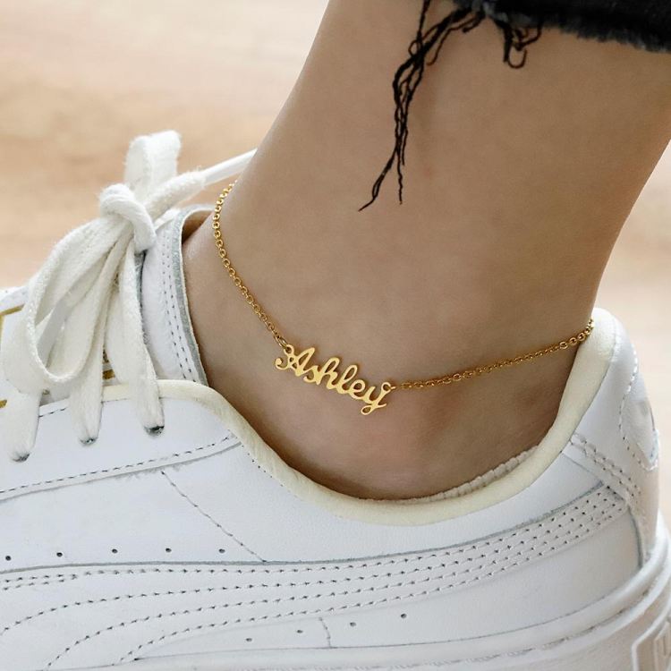 personalized name anklet for women fashion leg stainless steel gold plated waterproof