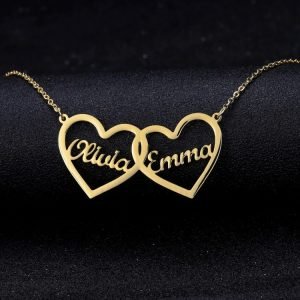 intertwined couple names heart necklace for valentine wedding anniversary birthday surprise for her sister mother wife girlfriend