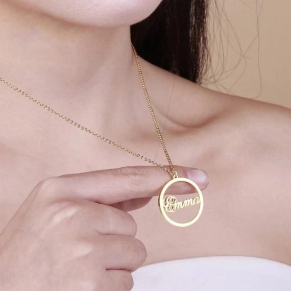 Casual Wear Round Name Pendant Necklace Women's Casual Jewelry
