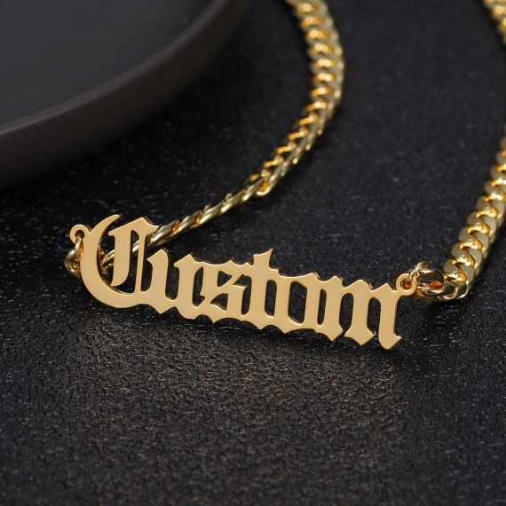 Cuban chain old english letters pendant necklaces jewelry nameplate