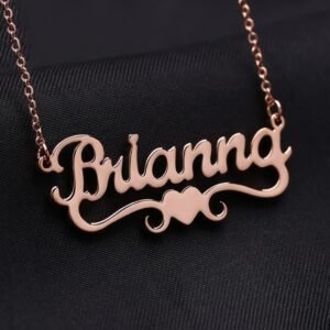 Heart Name Necklace With Ribbon Under The Name Love Jewelry For Women