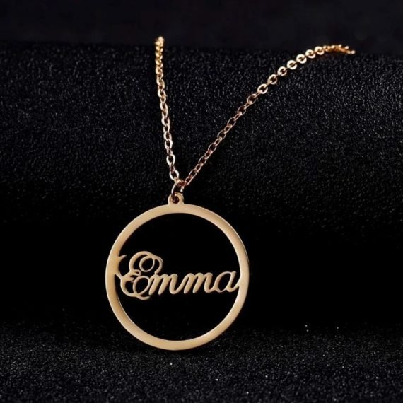 High Quality Durable Custom Made Bespoke Name Circle Pendant Necklace For Women