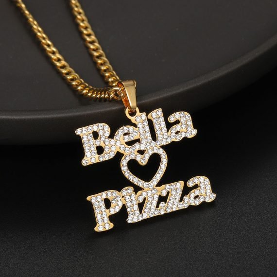 favorite food name necklace couple name heart personalized custom gold color