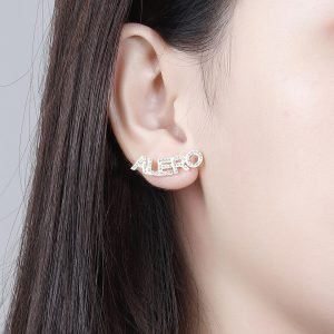 Stud Earrings Iced Out Crystal Name Earrings sparkling diamond