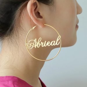 60mm Custom Hoop Name Earrings Beceff