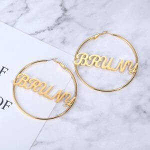 Diamond cut Personalized Name Hoop Earrings Best Buys
