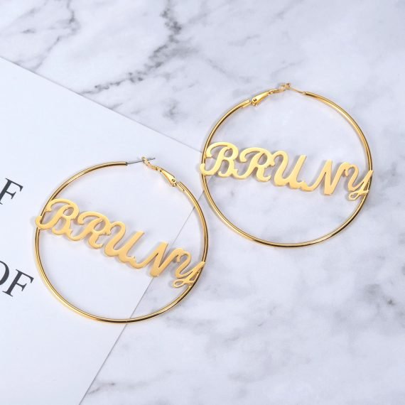 Diamond cut Personalized Name Hoop Earrings Best Buys