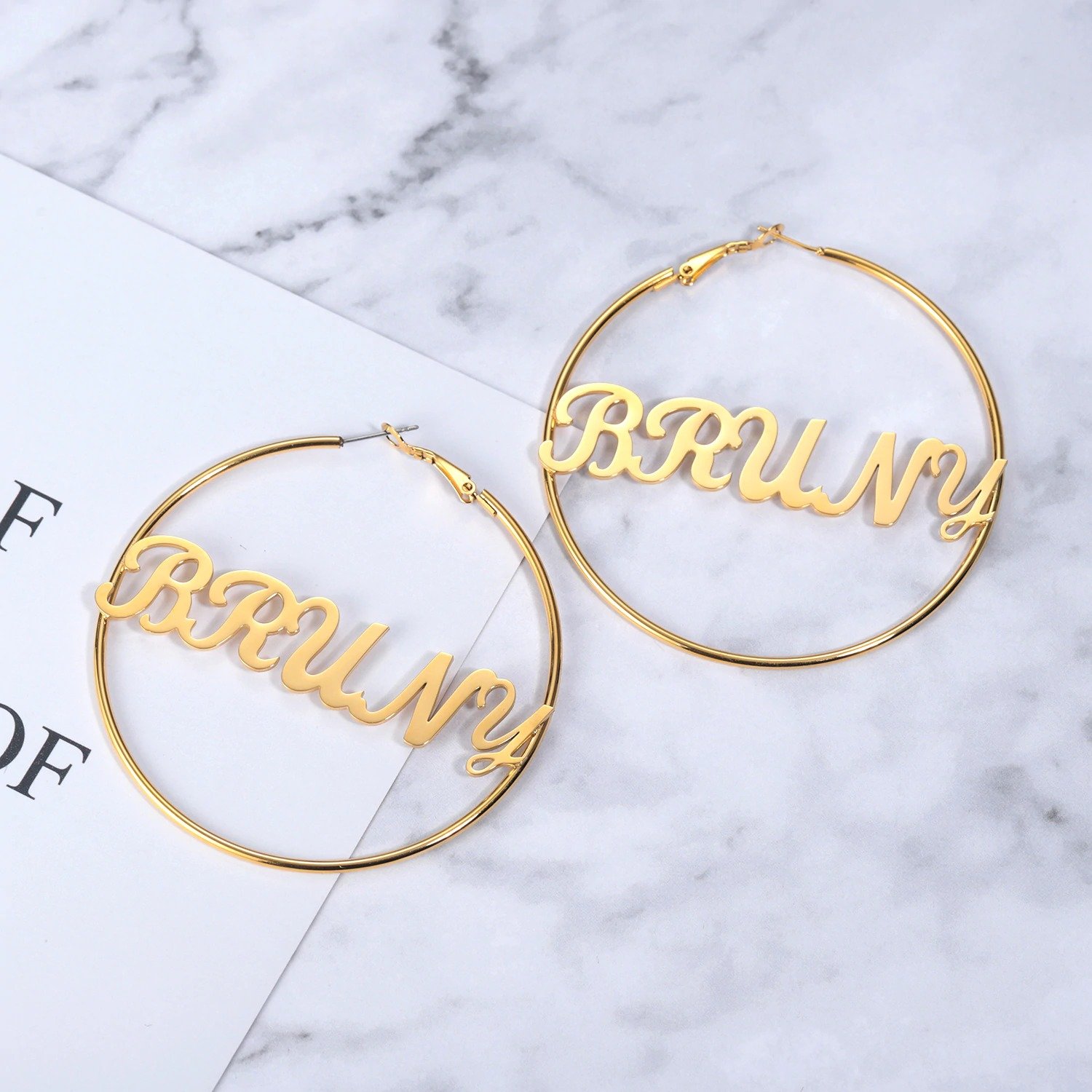 Diamond cut Personalized Name Hoop Earrings Best Buys