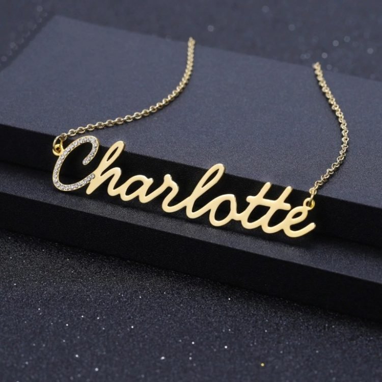 Crystal First Initial Simple Looking Custom Name Necklace For Casual Regular Day Wears