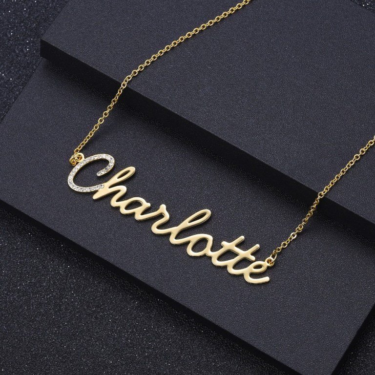 Good Looking Bespoke Any Name Necklace For Women Regular Outfits In Gold Silver Rose Gold Steel Material