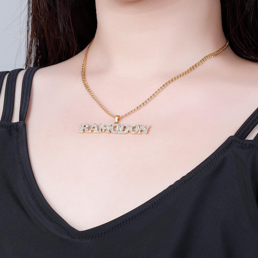 Personalized Iced Out Crystal Bling Name Necklace for Men Women