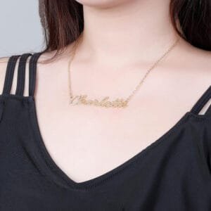 Sparkling Crystal First Letter Bling Iced out Name Necklace