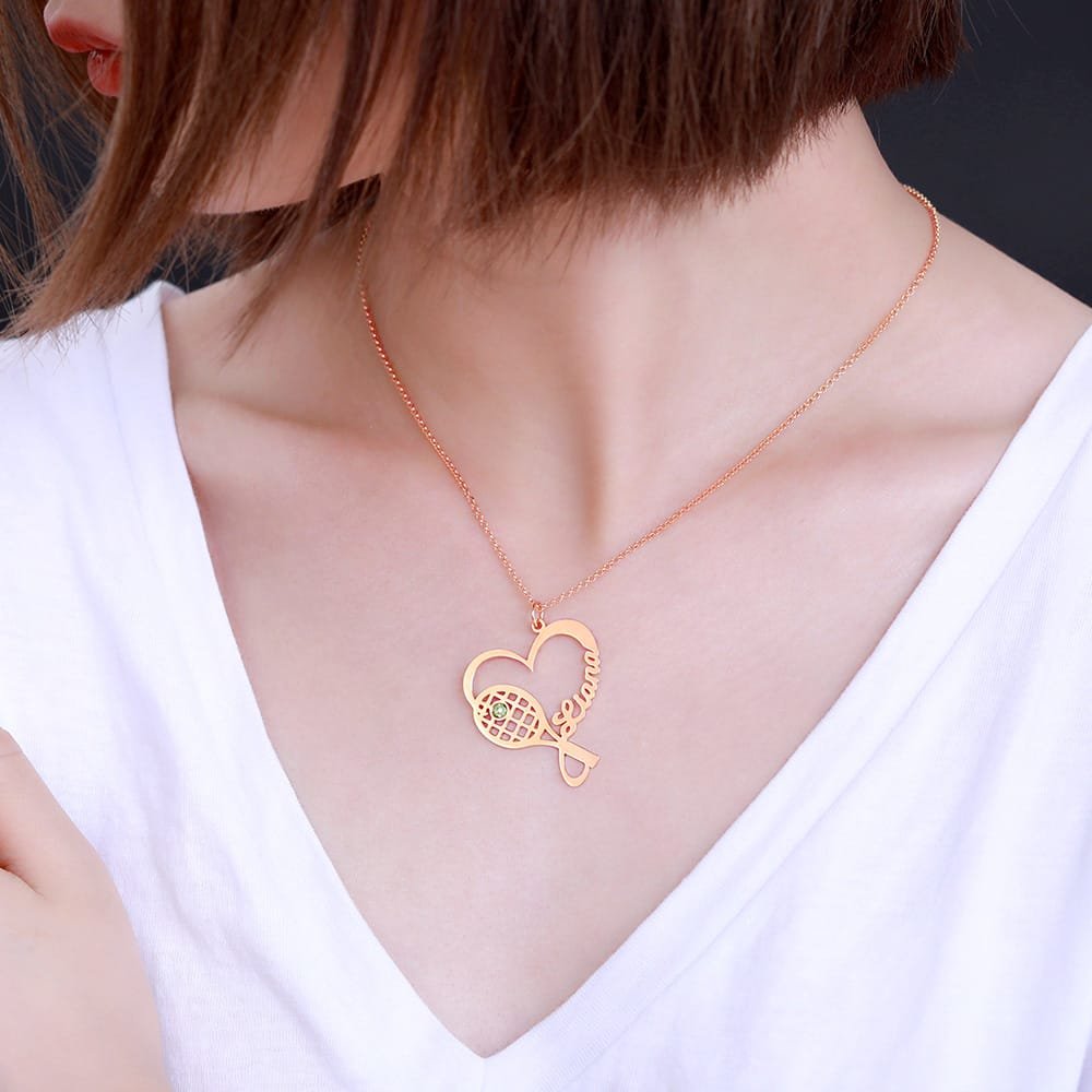 tennis girl woman name necklace sportswear