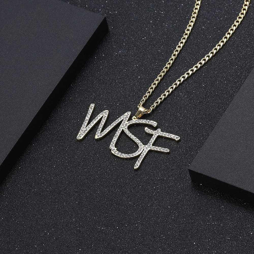 hip hop personalized jewelry custom crystal initials diamond iced out name necklace chain cuban