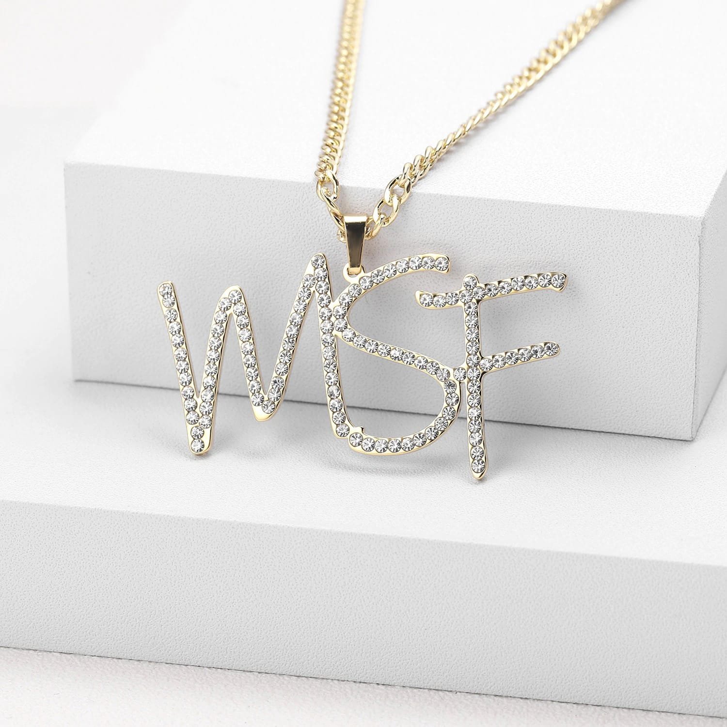 hip hop personalized jewelry custom crystal initials diamond iced out name necklace chain cuban