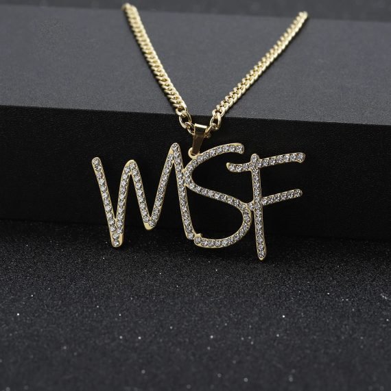 hip hop custom crystal initials diamond iced out name necklace personalized
