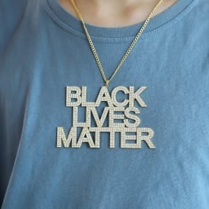 Black lives matter official crystal sparkling crystal name chain for men and women movement protests iced out black american
