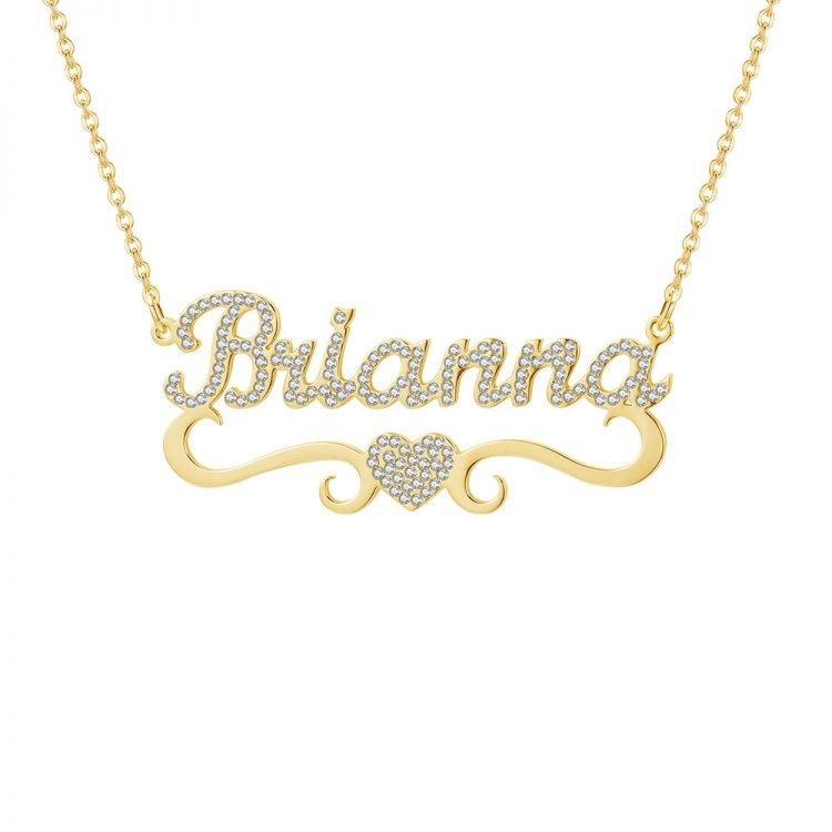 Iced Out Personalized Custom Name Necklace For Her in Gold Color