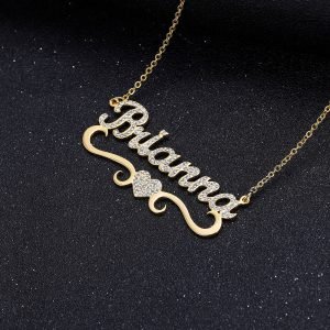 Personalized Iced Out Crystal Name Necklace For Women with Custom Name Sparkling Bling Jewelry