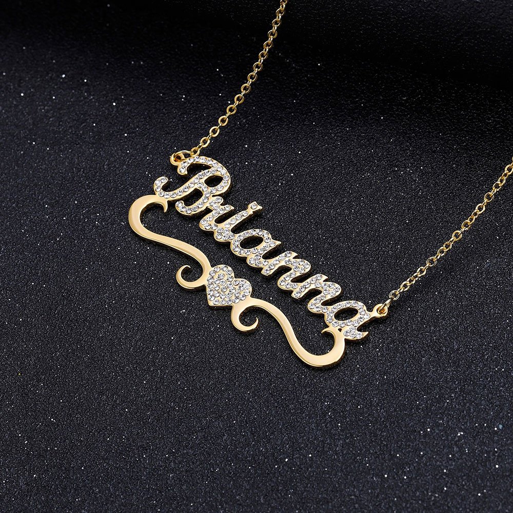 Personalized Iced Out Crystal Name Necklace For Women with Custom Name Sparkling Bling Jewelry