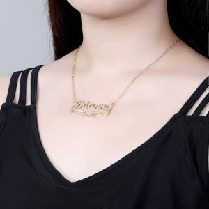Personalized Sparkling Single Heart Love Customized Personalised Name Necklace for Women