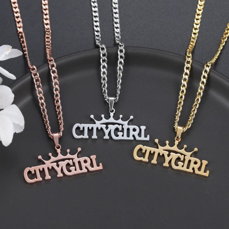 crown on top name necklace