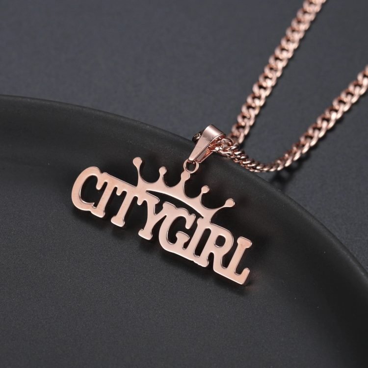 fashion jewelry name necklace with crown
