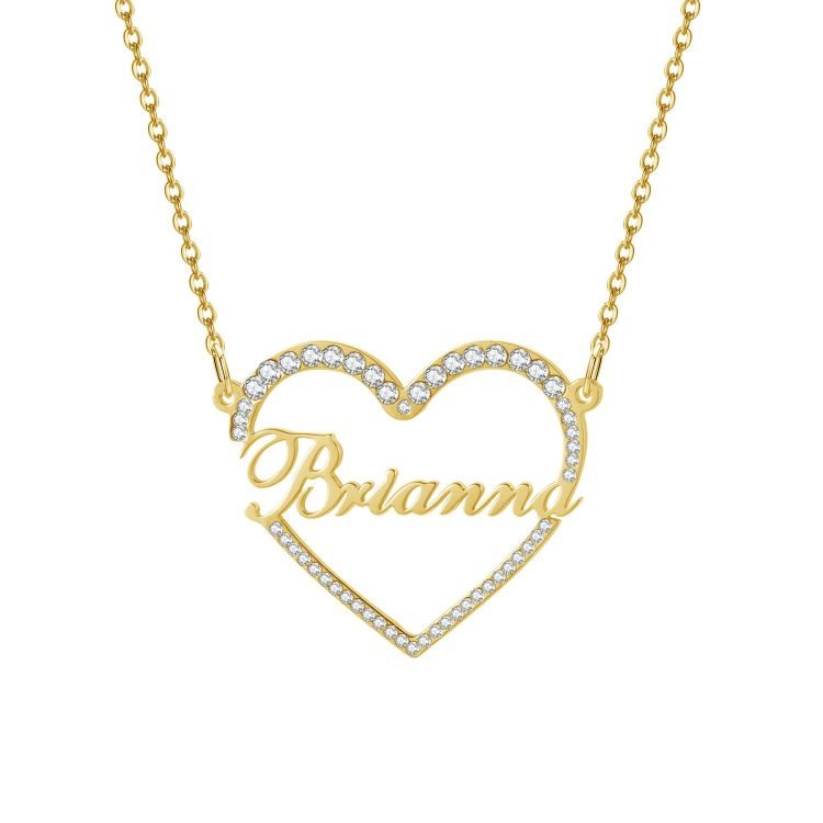 iced out heart name necklace