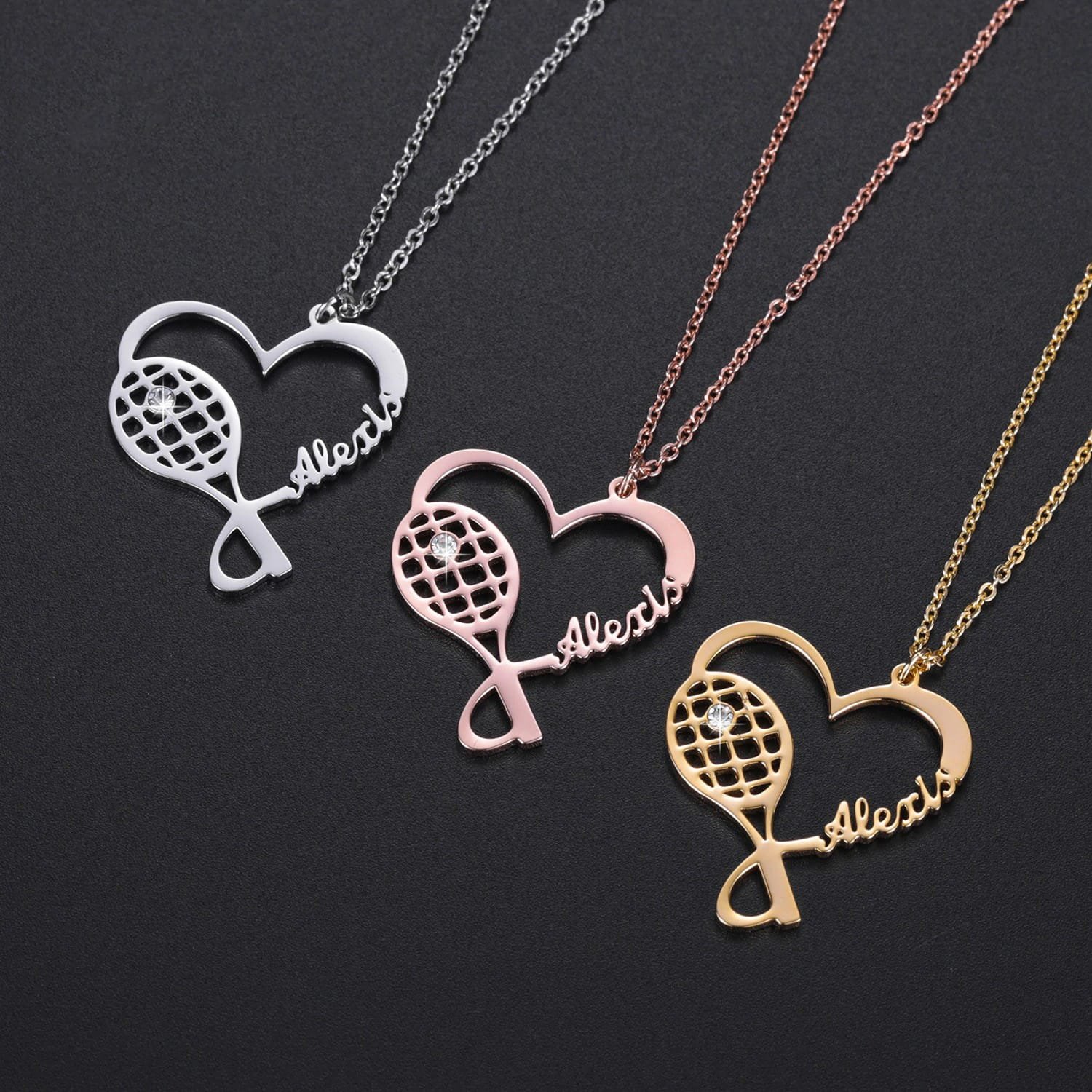 love heart tennis necklace