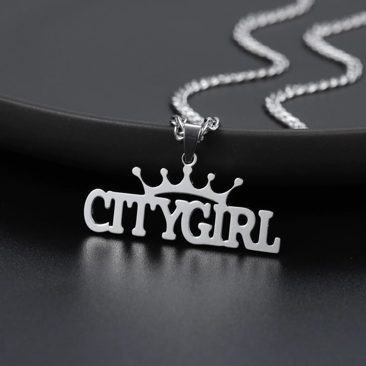 personalized name necklace with crown