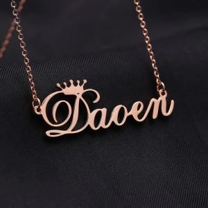 floral font crown name custom personalized necklace