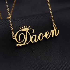 gold crown name necklace best gift to her