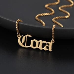 Box chain old english letters pendant necklaces